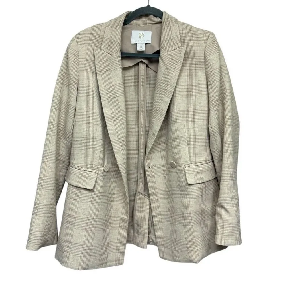 House of Harlow 1960 beige plaid blazer size medium